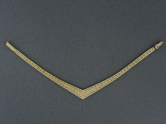 73225 - SOLD - Gold Tapered Block V Bracelet