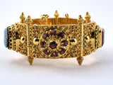 73236 - Gold Jadeite Amethyst Garnet Cameo Panel Bracelet