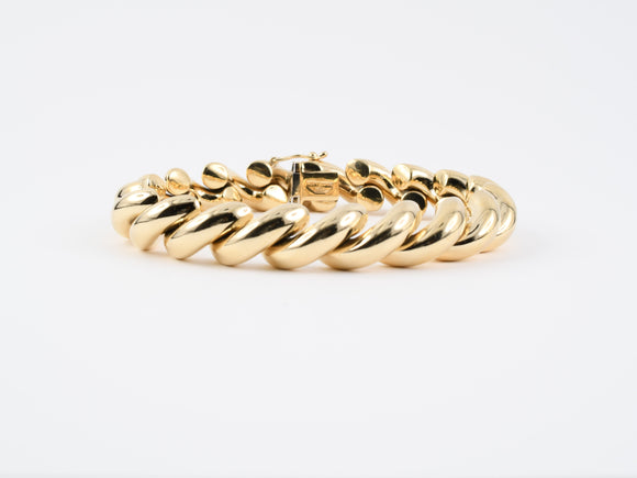 73239 - Gold Domed Diagonal Link Bracelet