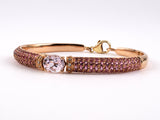 73247 - SOLD - Gold Kunzite Pink Tourmaline Diamond Bangle Bracelet