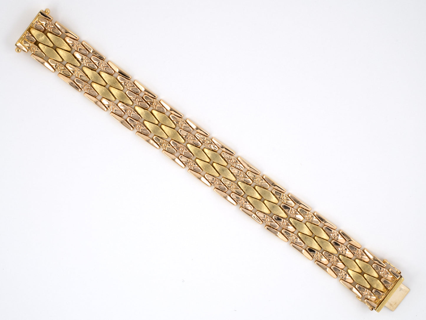 73257 - Circa 1950 Gold Florentine Triangle Link Bracelet