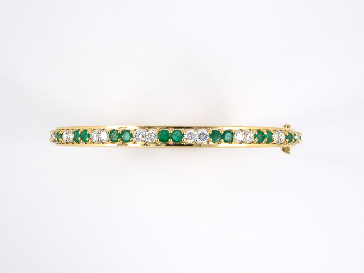 73264 - SOLD - Gold Emerald Diamond Eternity Bangle Bracelet