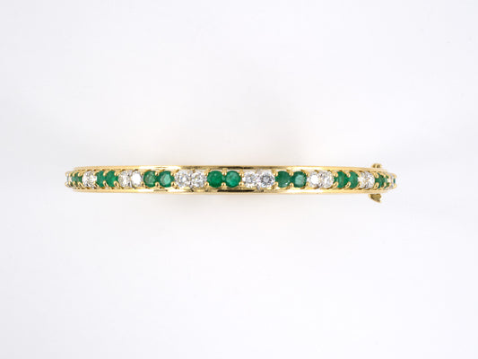 73264 - SOLD - Gold Emerald Diamond Eternity Bangle Bracelet