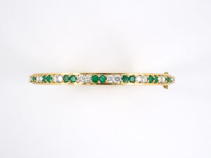 73264 - Gold Emerald Diamond Eternity Bangle Bracelet