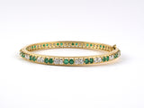 73264 - Gold Emerald Diamond Eternity Bangle Bracelet