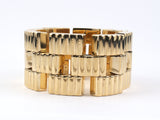 73274 - SOLD - Retro Circa 1945 Tiffany Gold 3-Row Hollow Tank Link Bracelet