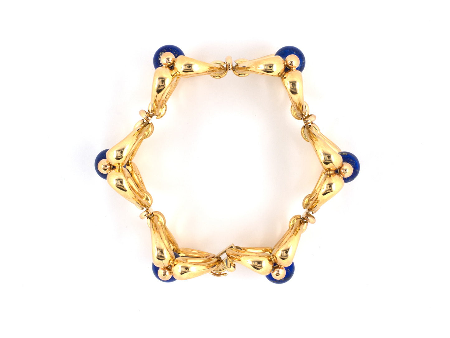 73290 - SOLD - Circa 1950 Gold Lapis Bracelet
