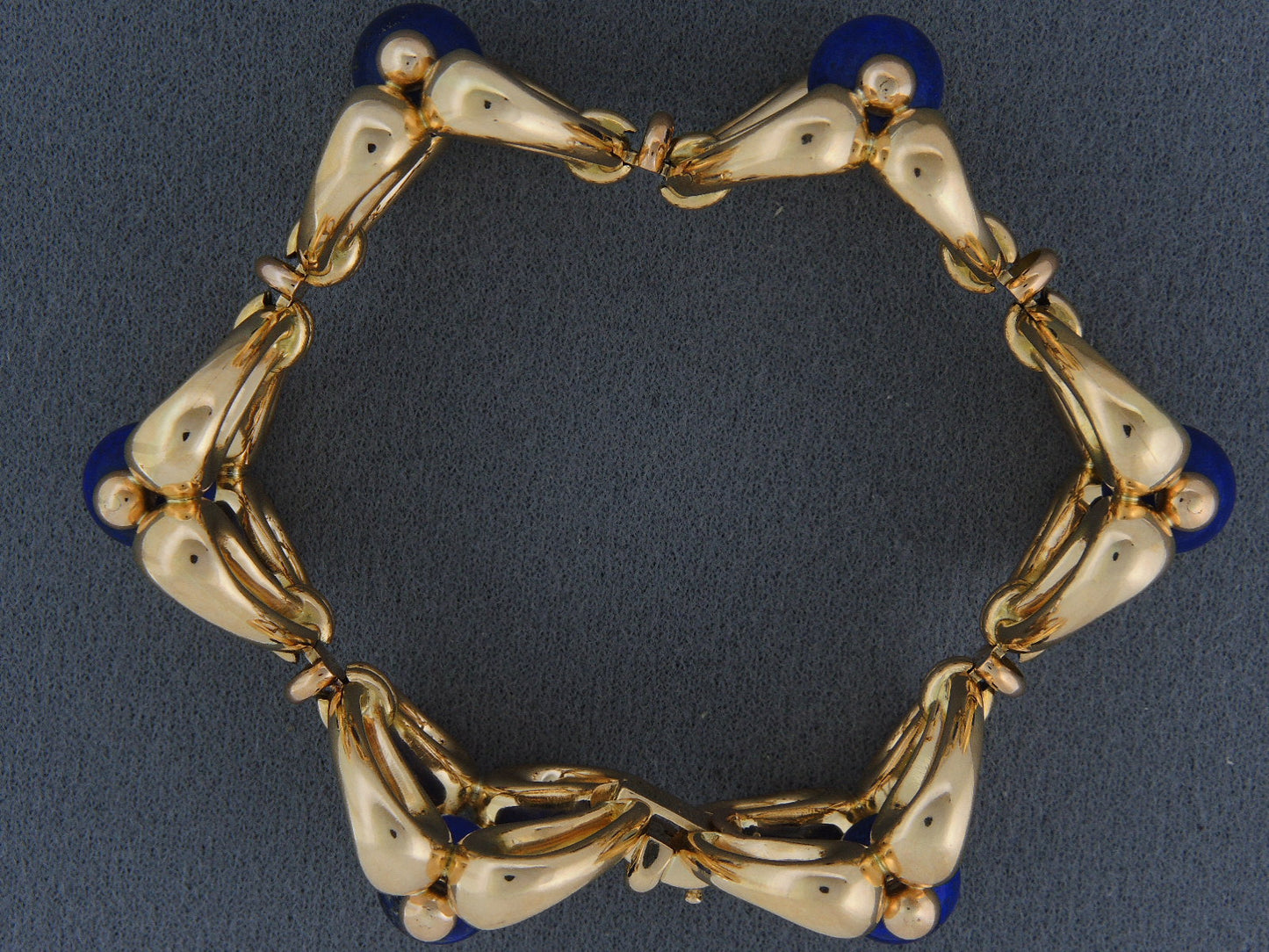 73290 - SOLD - Circa 1950 Gold Lapis Bracelet