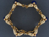 73290 - Circa 1950 Gold Lapis Bracelet