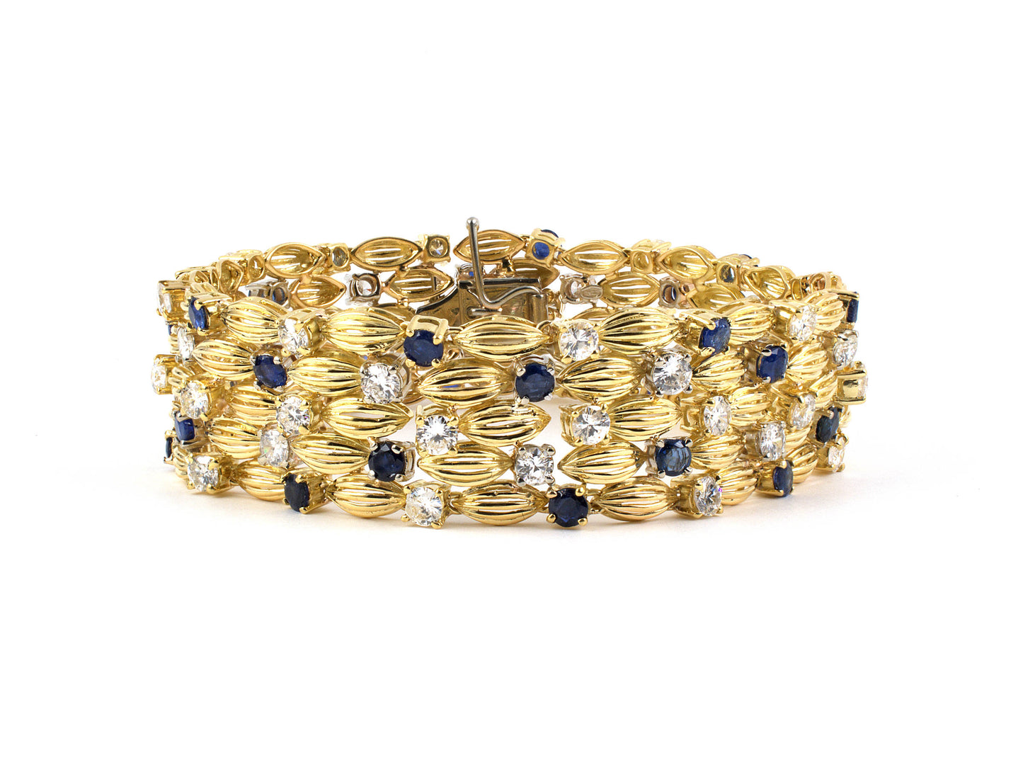 73292 - Italy Gold Sapphire Diamond Bracelet