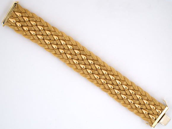 73299 - Gold Bead Woven Mesh Tear Drop Bracelet