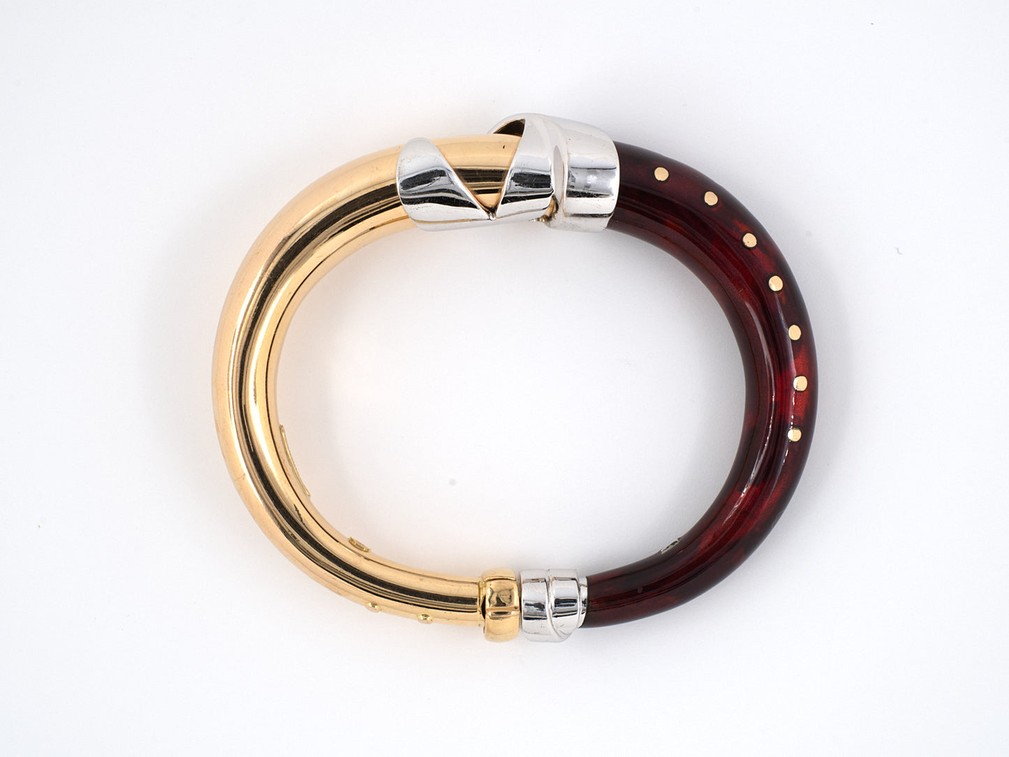 73311 - La Nouvelle Bague Gold Sterling Silver Enamel Dot Tube Bangle Bracelet
