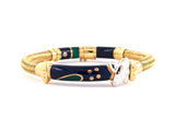 73313 - La Nouvelle Bague Gold Silver Enamel Braided Mesh Bangle Bracelet