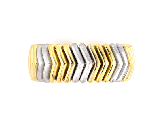 73315 - Gold Sandblast Chevron Link Bangle Bracelet
