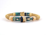 73316 - SOLD - La Nouvelle Bague Gold Silver Enamel Braided Mesh Bangle Bracelet,