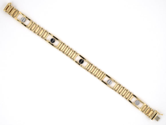 73341 - Gold Open Rectangle Bar Link Gents Bracelet