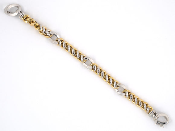 73342 - SOLD - Gold Alternating Curb Link  Bracelet