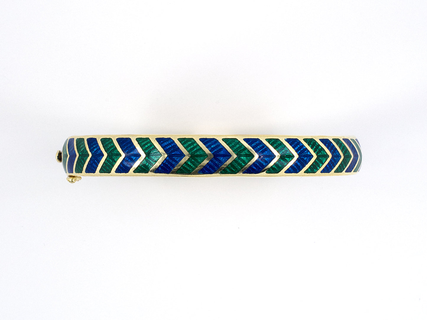 73345 - Gold Enamel Chevron Bangle Bracelet