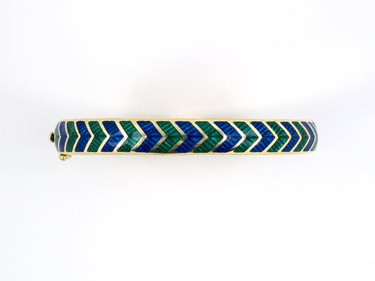 73345 - Gold Enamel Chevron Bangle Bracelet
