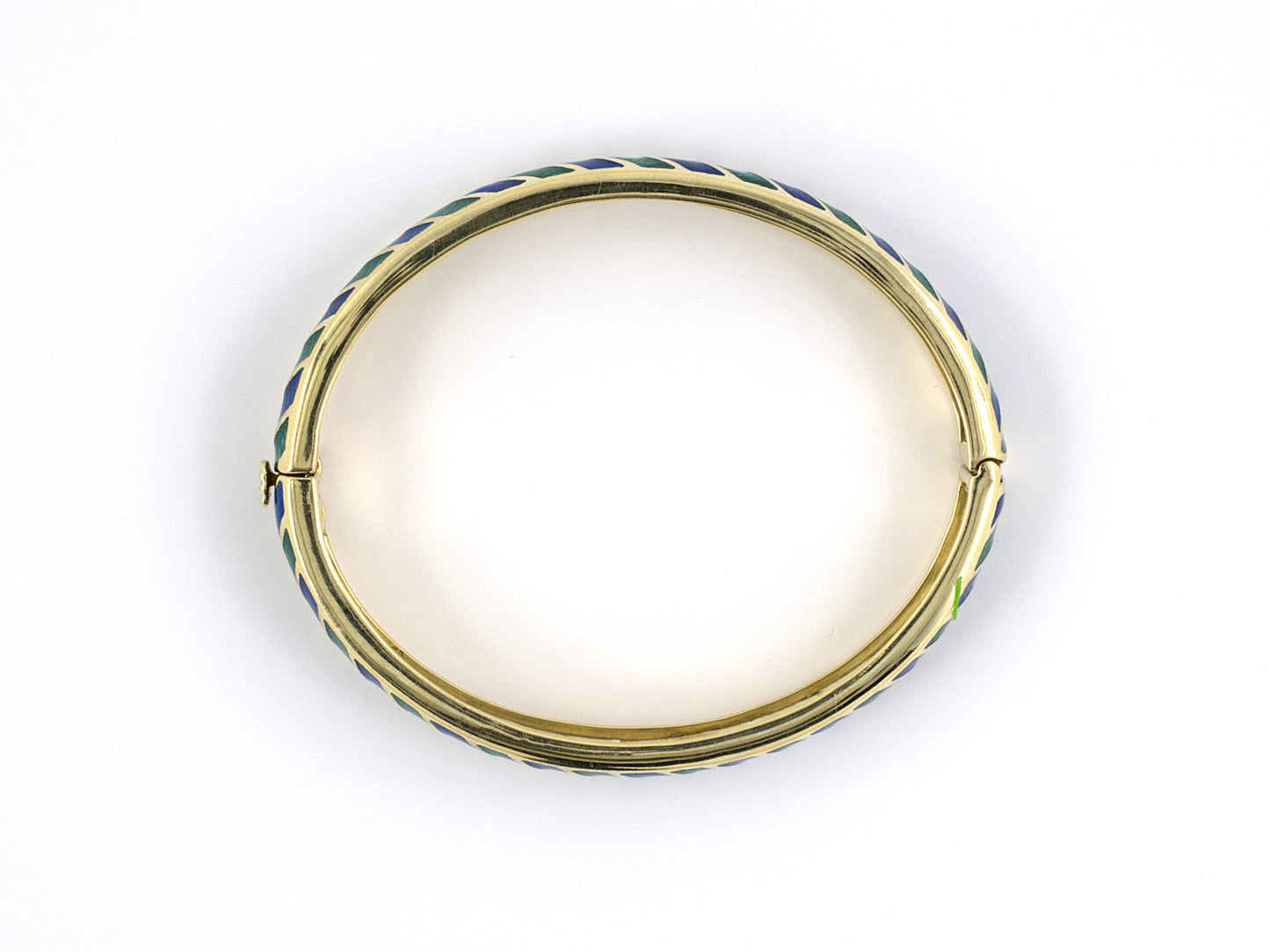 73345 - Gold Enamel Chevron Bangle Bracelet