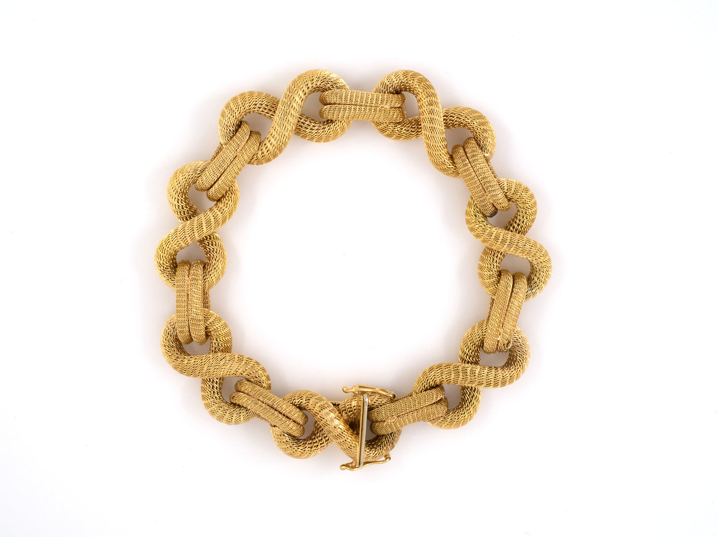 73348 - Circa 1960 Gold Mesh Figure-8 Bracelet