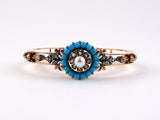 73374 - SOLD - Victorian Gold Silver Pearl Turquoise Diamond Bangle Bracelet