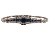 73375 - Art Deco Platinum Gold Sapphire Diamond Block Bracelet