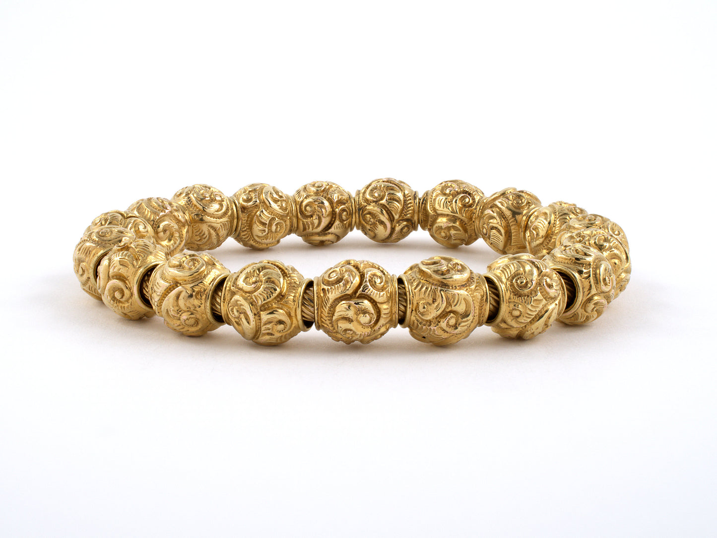 73376 - Victorian Etruscan Revival Gold Expandable Bangle Bracelet