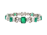 73380 - SOLD - Circa 1961 Oscar Heyman J E Caldwell Platinum Emerald Diamond Bracelet