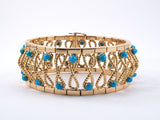 73422 - SOLD - Circa 1950 Gold Turquoise Figure-8 Link Bracelet