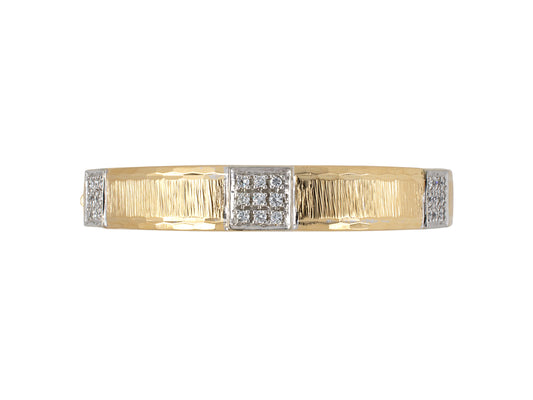 73453 - SOLD - Gold Diamond Grooved Bangle Bracelet