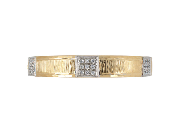 73453 - Gold Diamond Grooved Bangle Bracelet