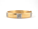 73453 - Gold Diamond Grooved Bangle Bracelet