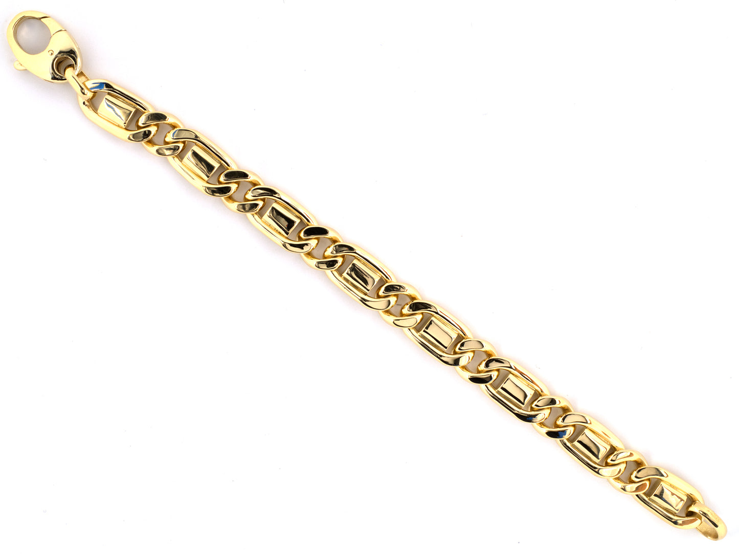 73465 - La Pepica Gold Italy Curb Link And Bar Gents Bracelet