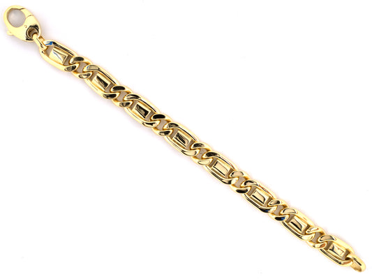 73465 - La Pepica Gold Italy Curb Link And Bar Gents Bracelet