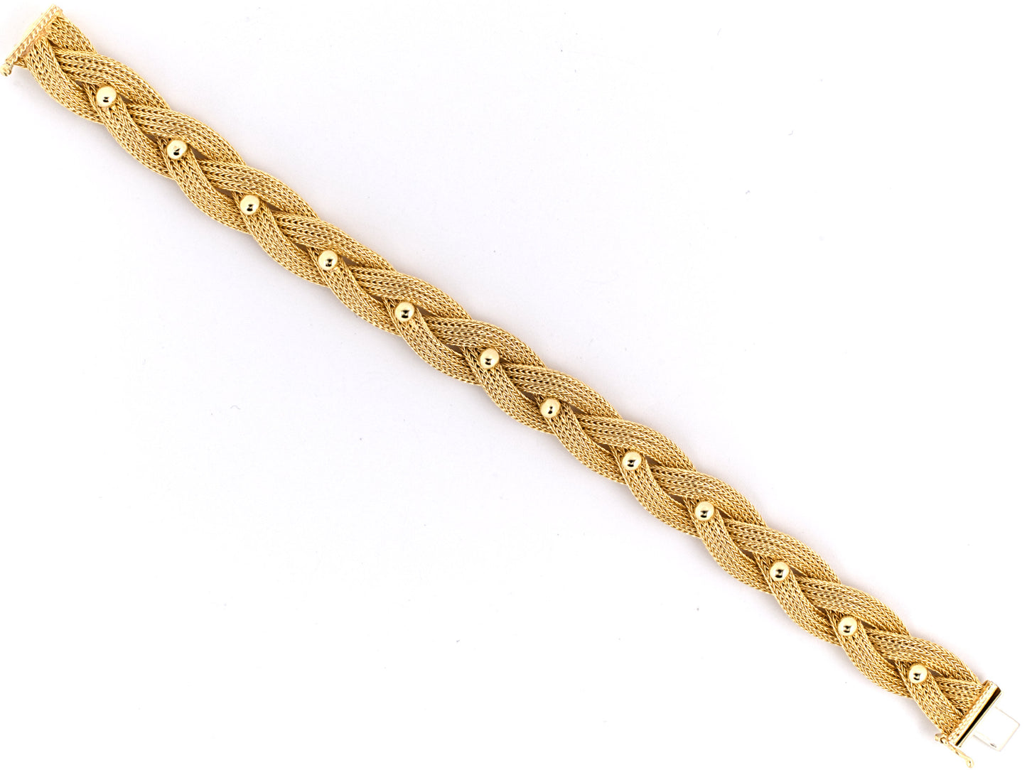 73473 - Gold Woven Mesh Beaded Bracelet
