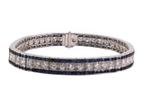 73476 - SOLD - Platinum Diamond Sapphire Block Bracelet