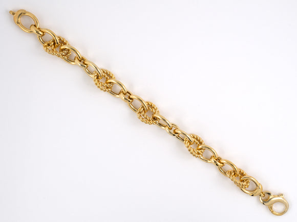 73502 - Gold Oval Twisted Wire Oval Link Bracelet