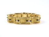 73503 - Circa1965 Gold Diamond Sapphire Wave Shaped Link Bracelet