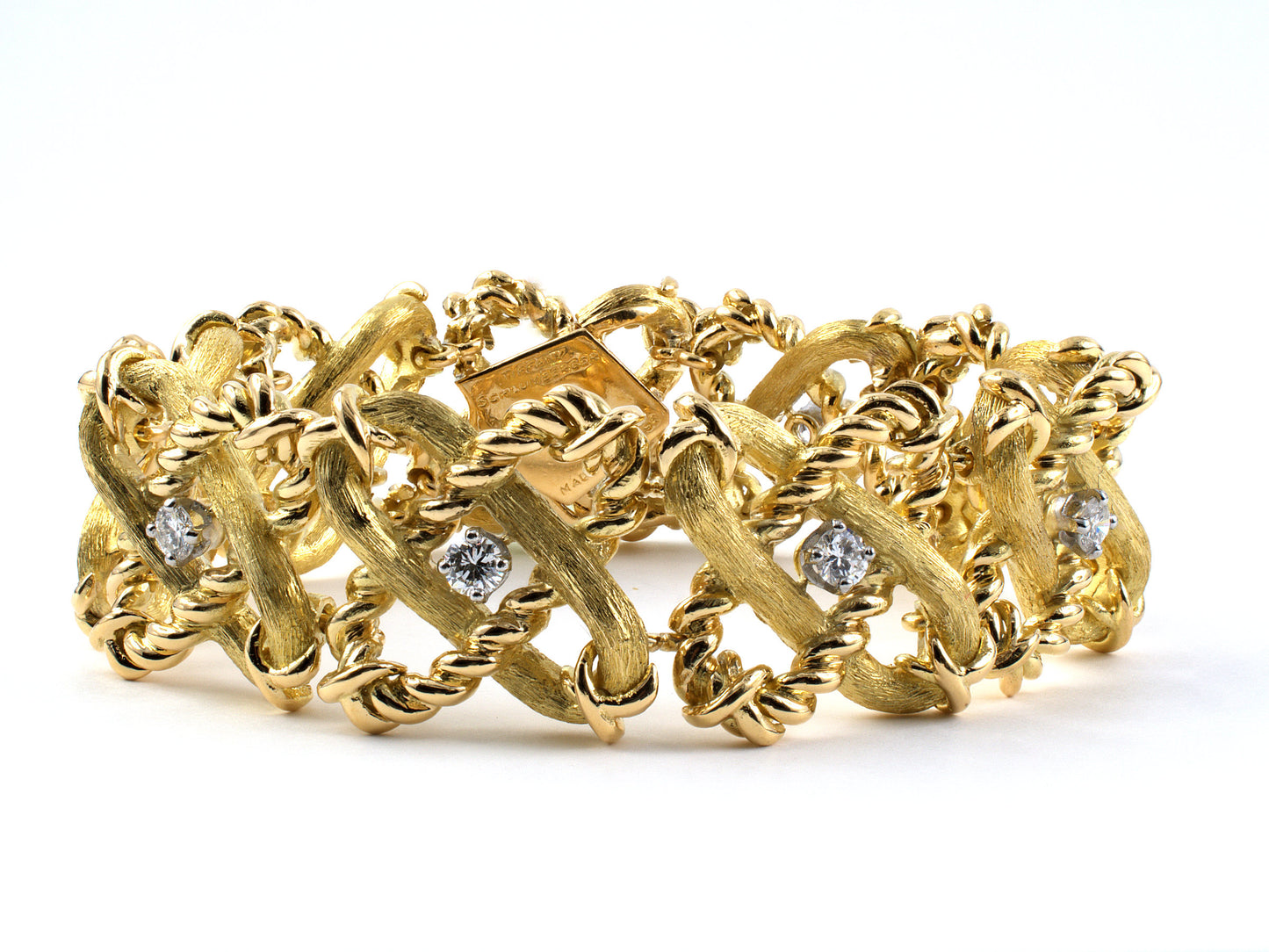 73509 - Circa1970 Schlumberger Tiffany Gold "X" Diamond Bracelet