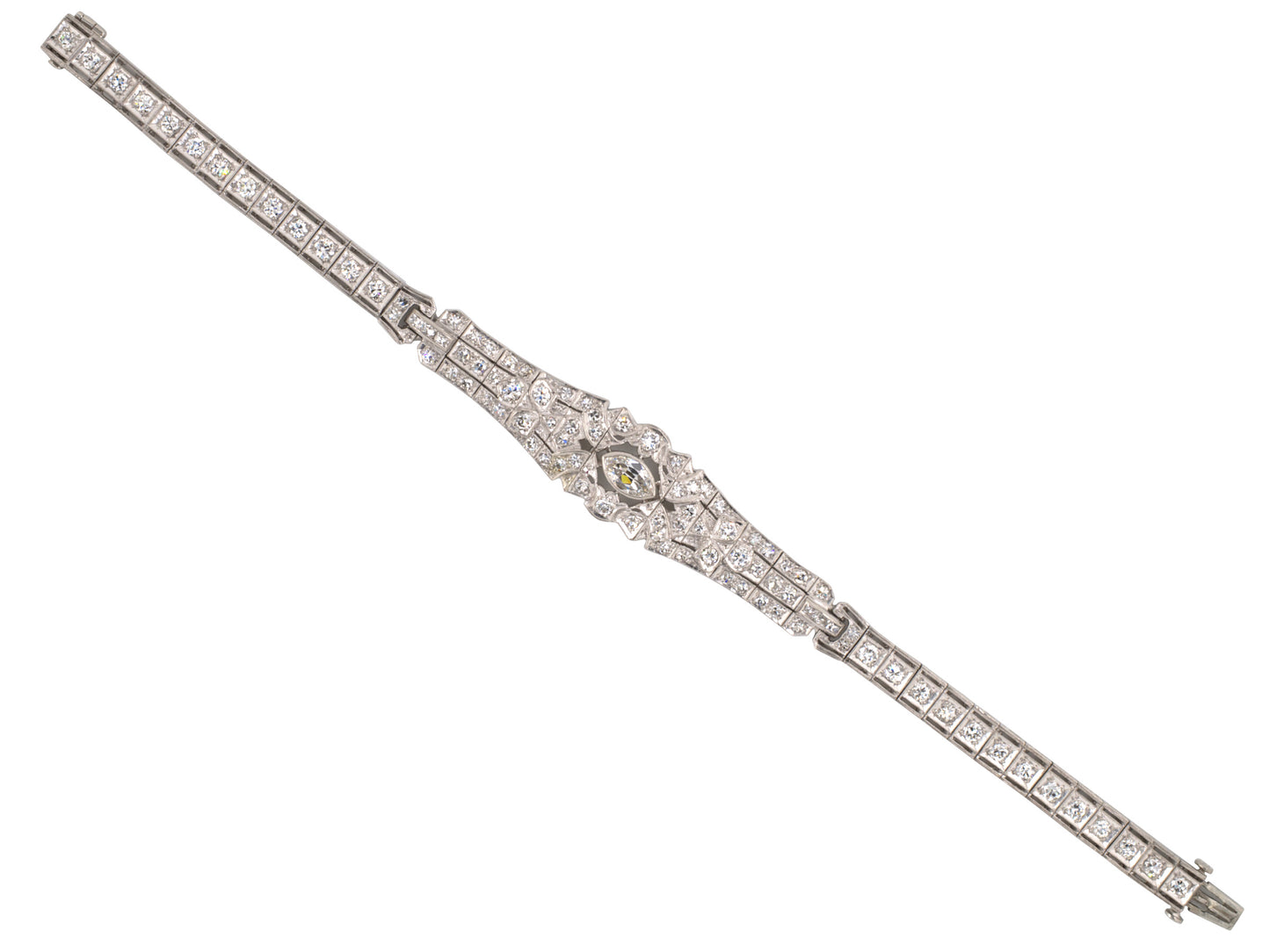 73526 - Art Deco Platinum Diamond Block Bracelet