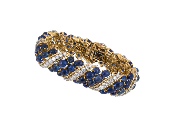 73530 - SOLD - Van Cleef & Arpels Circa 1960 Gold Sapphire Diamond Bracelet