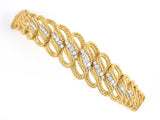 73566 - SOLD - Gold Platinum Diamond Swirl Link Bracelet