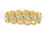 73566 - SOLD - Gold Platinum Diamond Swirl Link Bracelet