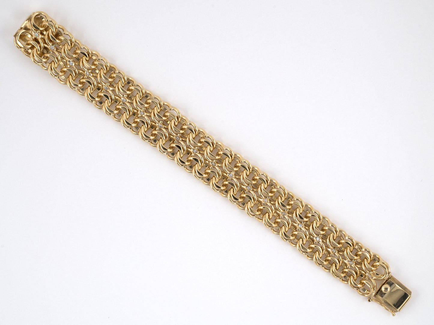 73569 - Circa 1950 American Gold Diamond 2 Row Bracelet