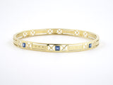 73571 - SOLD - Art Deco Gold Sapphire Bangle Bracelet