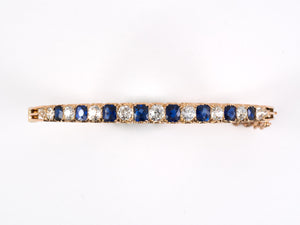 73572 - SOLD - Victorian Gold AGL Cambodia Sapphire Diamond French Bracelet