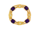 73573 - Art Nouveau Victorian Gold Amethyst Diamond Carved Knot Link Bracelet