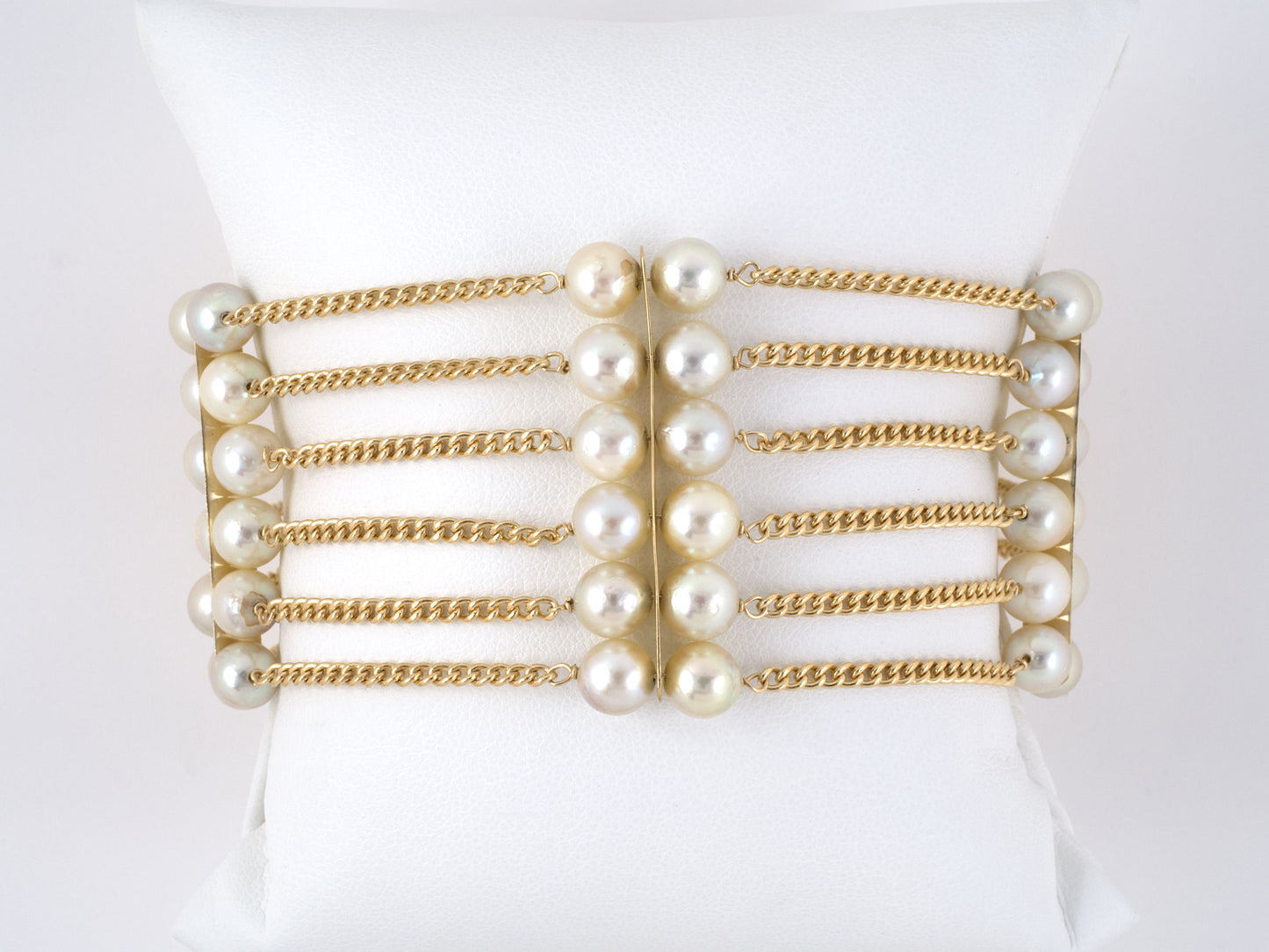 73580 - Gold Pearl 6 Row 4 Section Bracelet