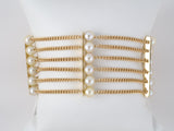 73581 - Gold Pearl 6 Row 4 Section Bracelet